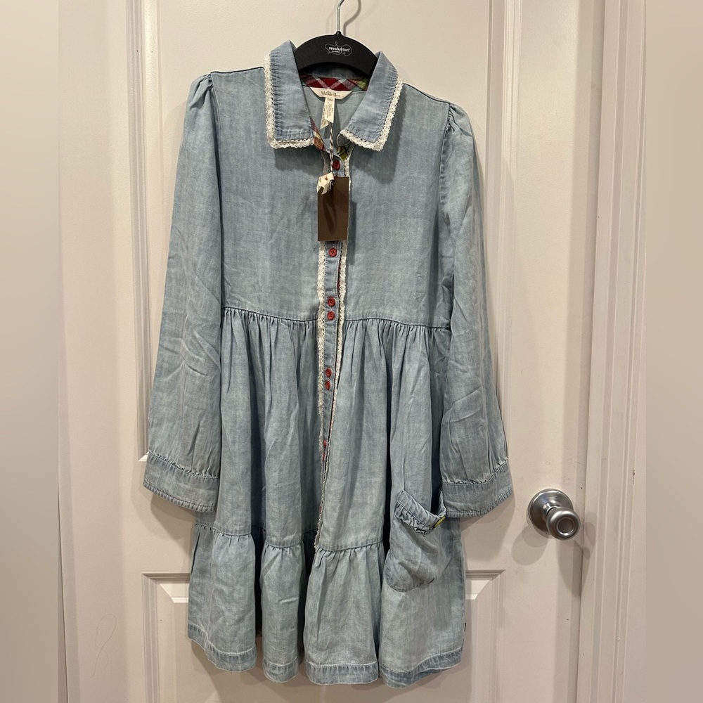 Matilda Jane Walk the Line Teen Chambray Tiered Dress Size 16